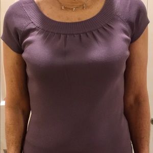 Plum scoop neck cap sleeve sweater
